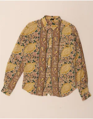 Subtle design IMERIO TACCHELLA Womens Shirt Blouse IT 44 Medium Yellow Paisley Cotton