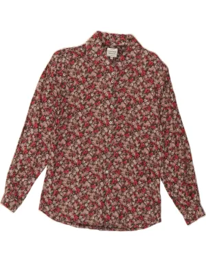 Wrinkle Resistant Finish BENETTON Womens Shirt IT 42 Medium Red Floral Cotton