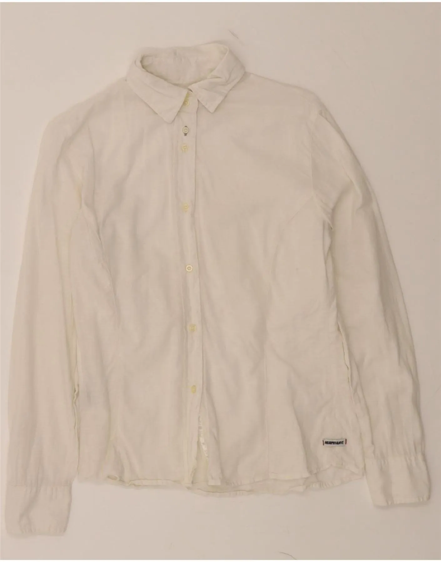 MURPHY & NYE Womens Shirt UK 12 Medium White Cotton Geometric Pattern Picnic Outfit