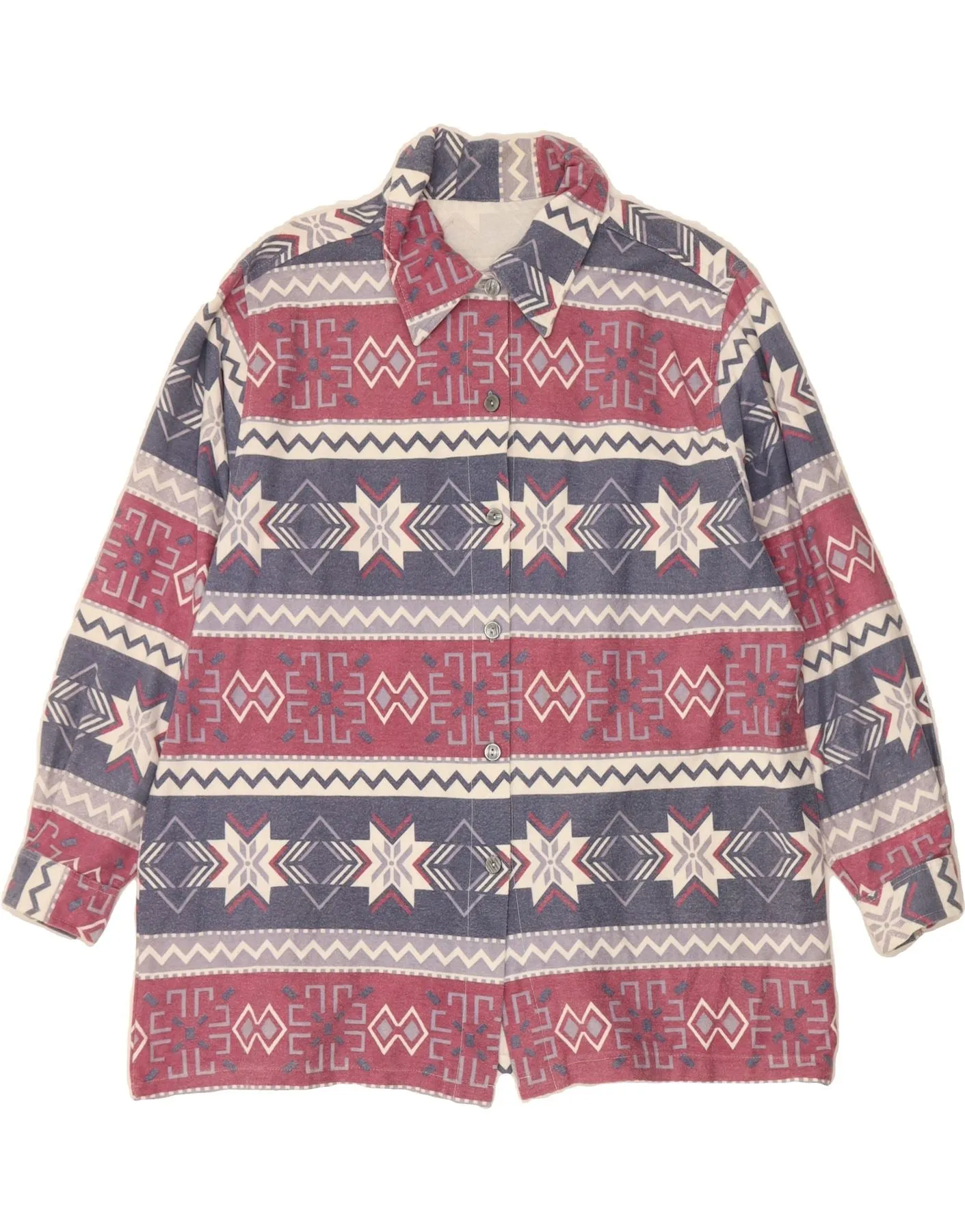 Cozy Feel Patterned Texture VINTAGE Womens Shirt UK 20 2XL Red Geometric Cotton