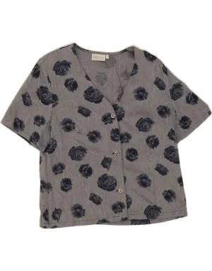 BARISAL Womens Shirt Blouse IT 44 Medium Grey Floral Viscose Snag Free Surface