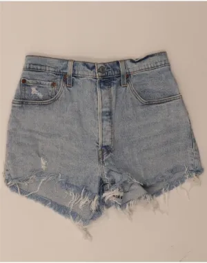 Sustainable fashion Trendy Apparel LEVI'S Womens Distressed Denim Shorts W32 Large Blue Cotton