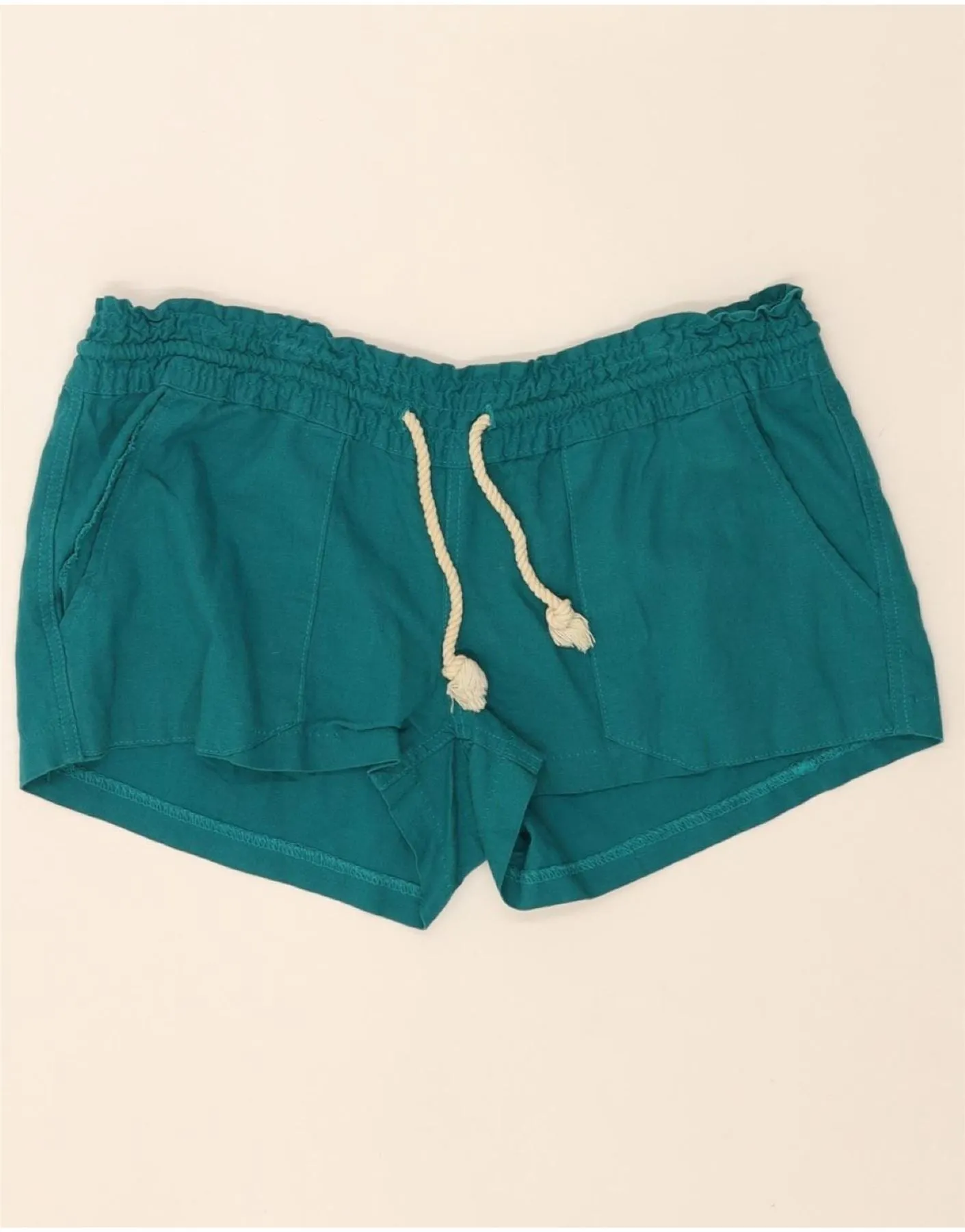 ROXY Womens Low Waist Hot Pants US 14 XL W38  Green Linen Corporate Event