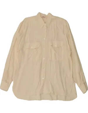VAN LAACK Womens Shirt Blouse EU 42 Large Off White Silk Trendy Look Water Repellent Finish