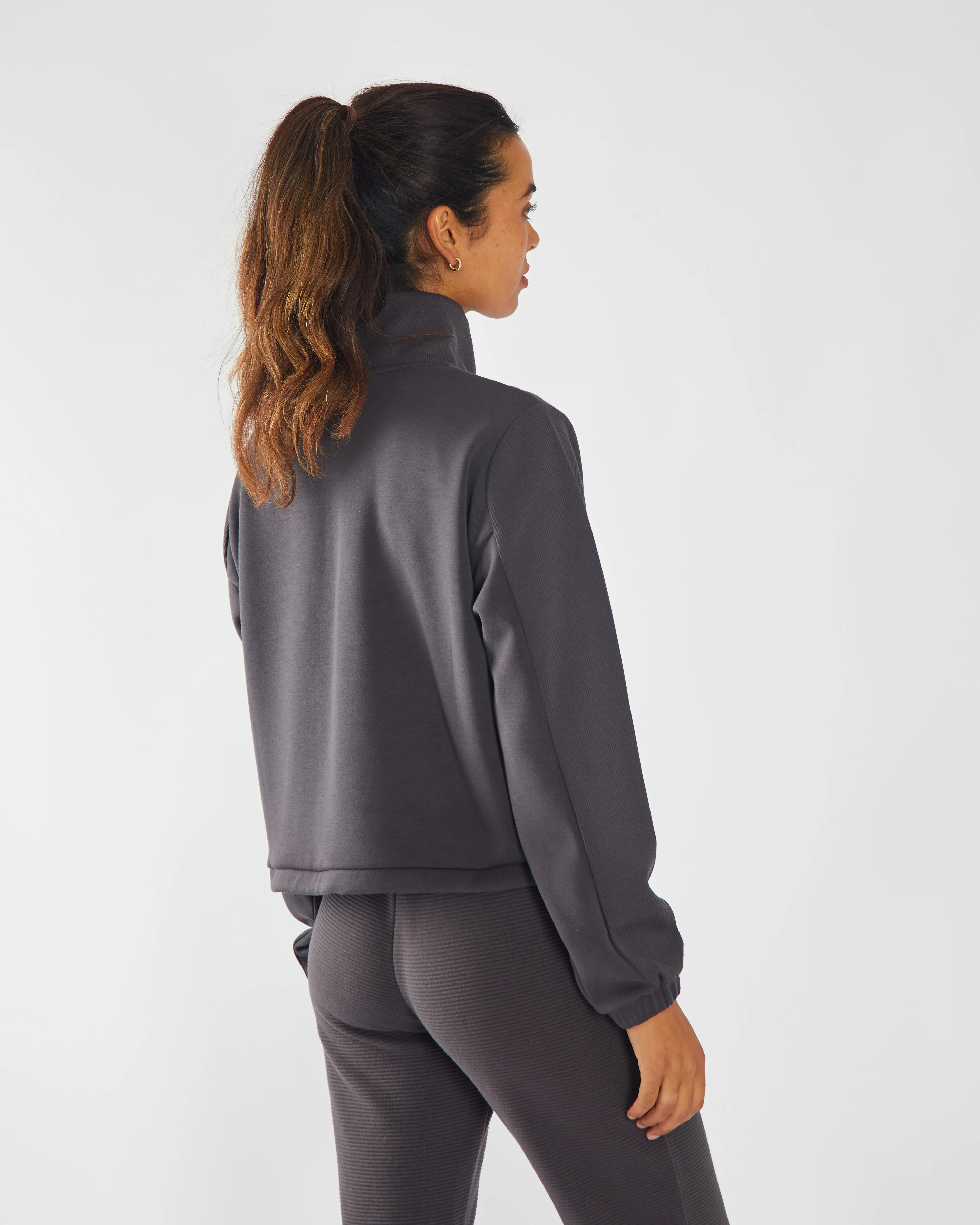 Hana Half Zip Dark Slate Relaxed Wear Smart Wear