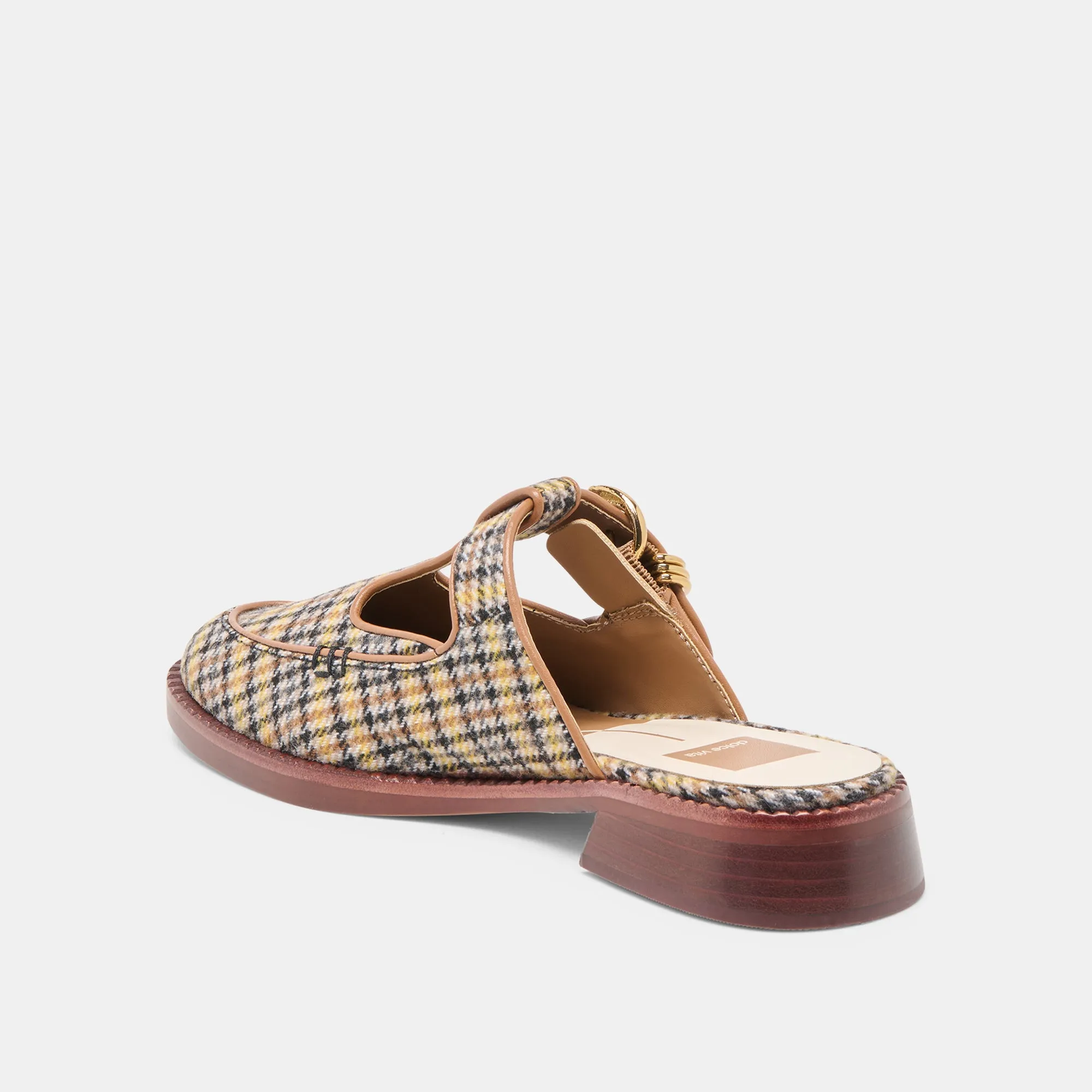 HARLAH FLATS YELLOW PLAID TWEED Secure Step Soft Sole Shoes