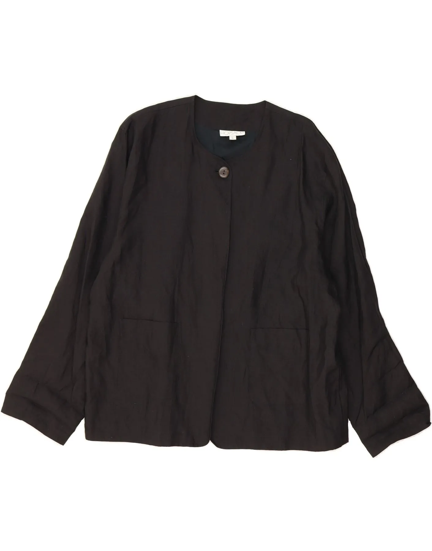 HOPSACK Womens Shirt Blouse UK 16 Large Black Linen Chambray Fabric