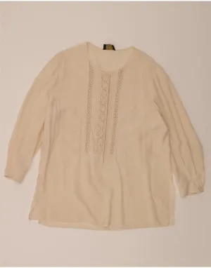 ELENA MIRO Womens Shirt Blouse UK 16 Large  Beige Silk Monochrome Palette Loose Fit