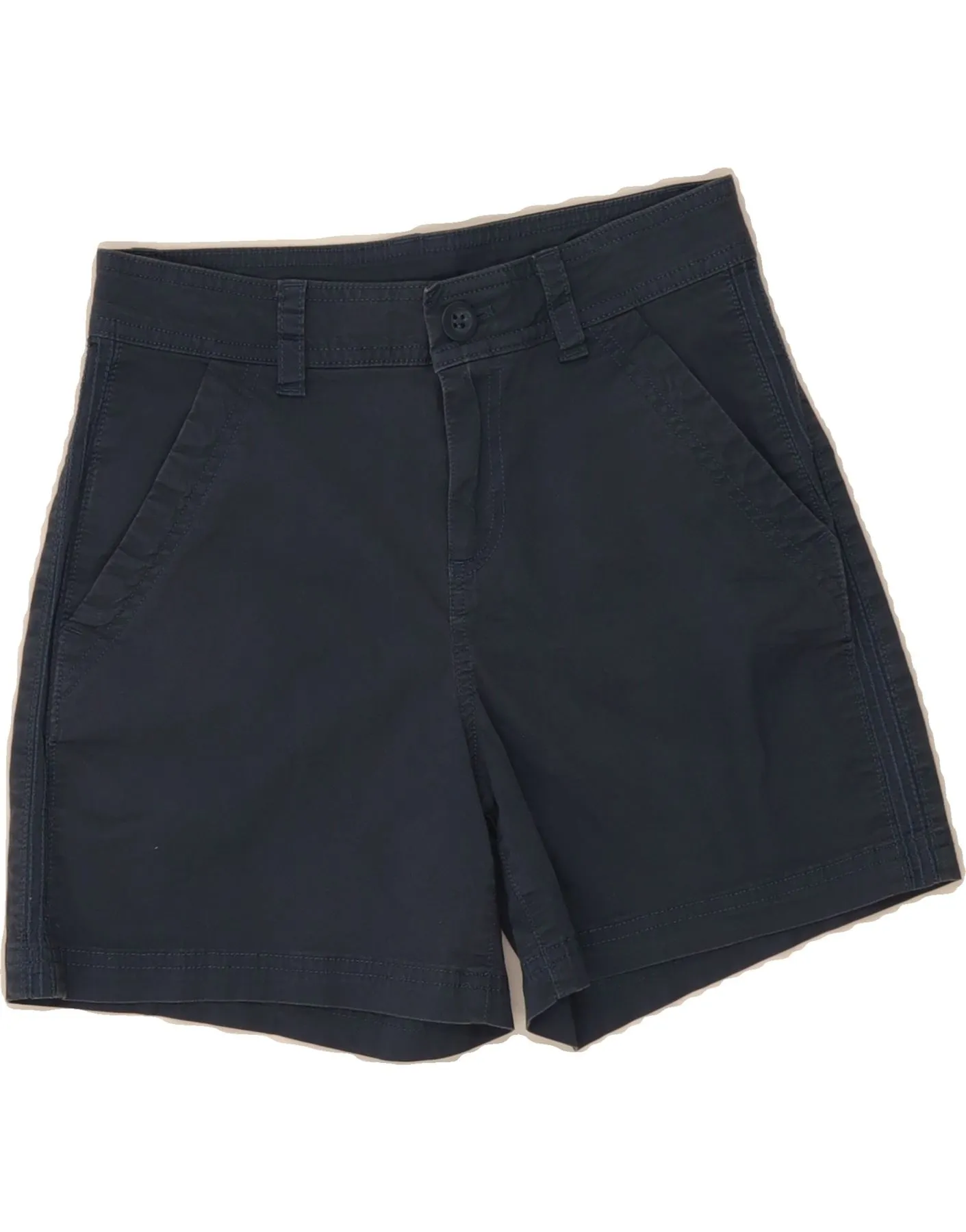 EDDIE BAUER Womens Chino Shorts US 2 XS W26  Navy Blue Cotton Polished Finish