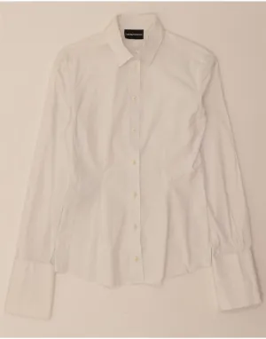 Smooth Seam Finish Camping Essential EMPORIO ARMANI Womens Shirt IT 40 Small White Cotton