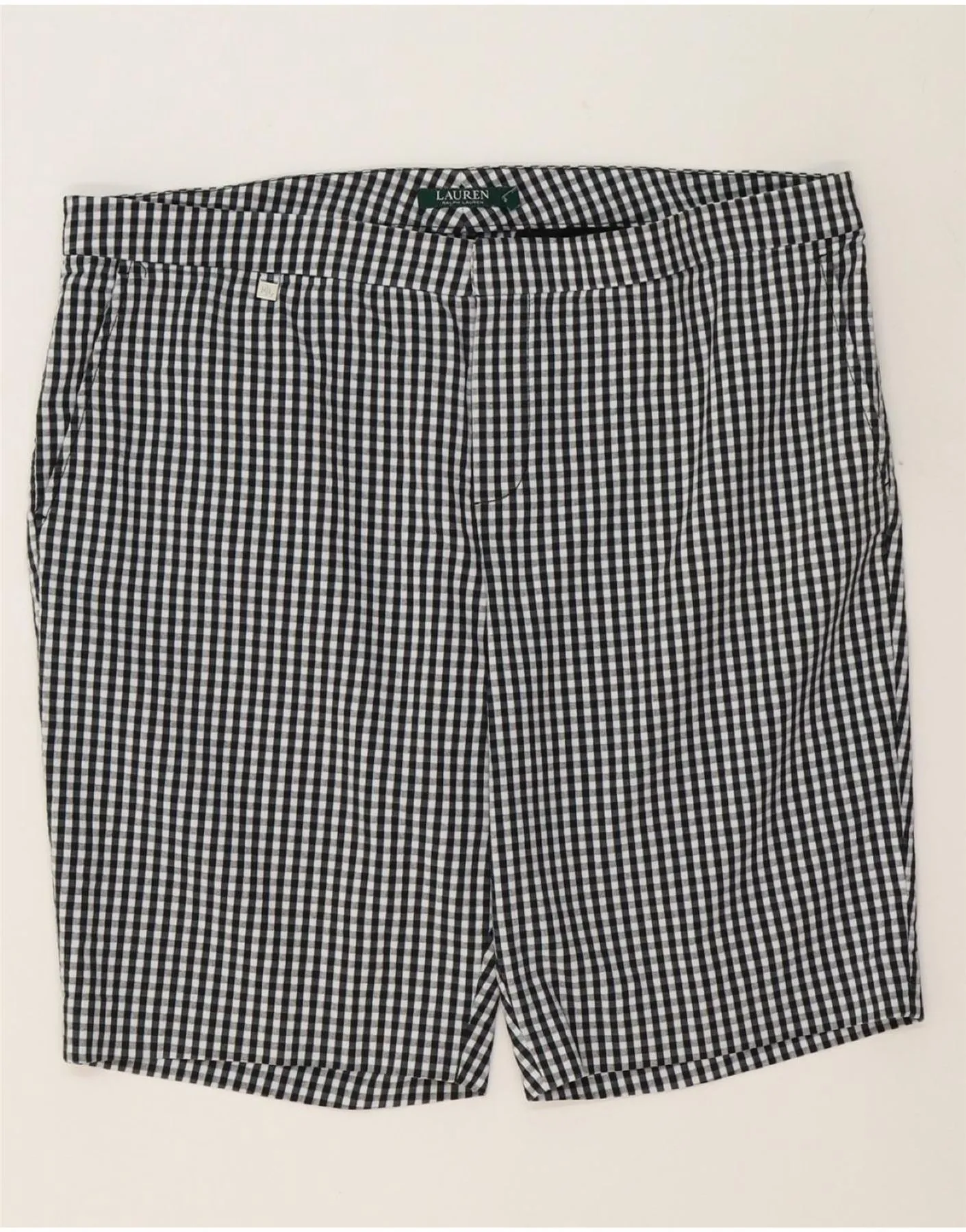 RALPH LAUREN Womens Chino Shorts US 16 2XL W42 Black Gingham Cotton Versatile Clothing
