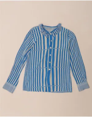 VINTAGE Womens Shirt Blouse UK 12 Medium Blue Striped Non Restrictive Fit