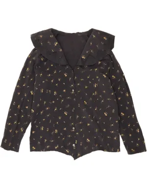 VINTAGE Womens Shirt Blouse UK 16 Large Black Spotted Viscose Moisture wicking Trendy Outfit