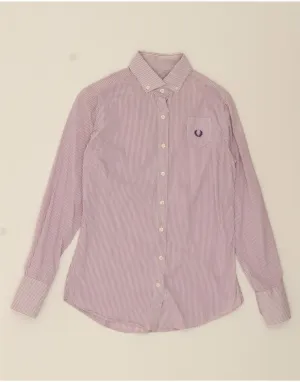 Unmatched comfort FRED PERRY Womens Shirt UK 10 Small Purple Pinstripe Cotton