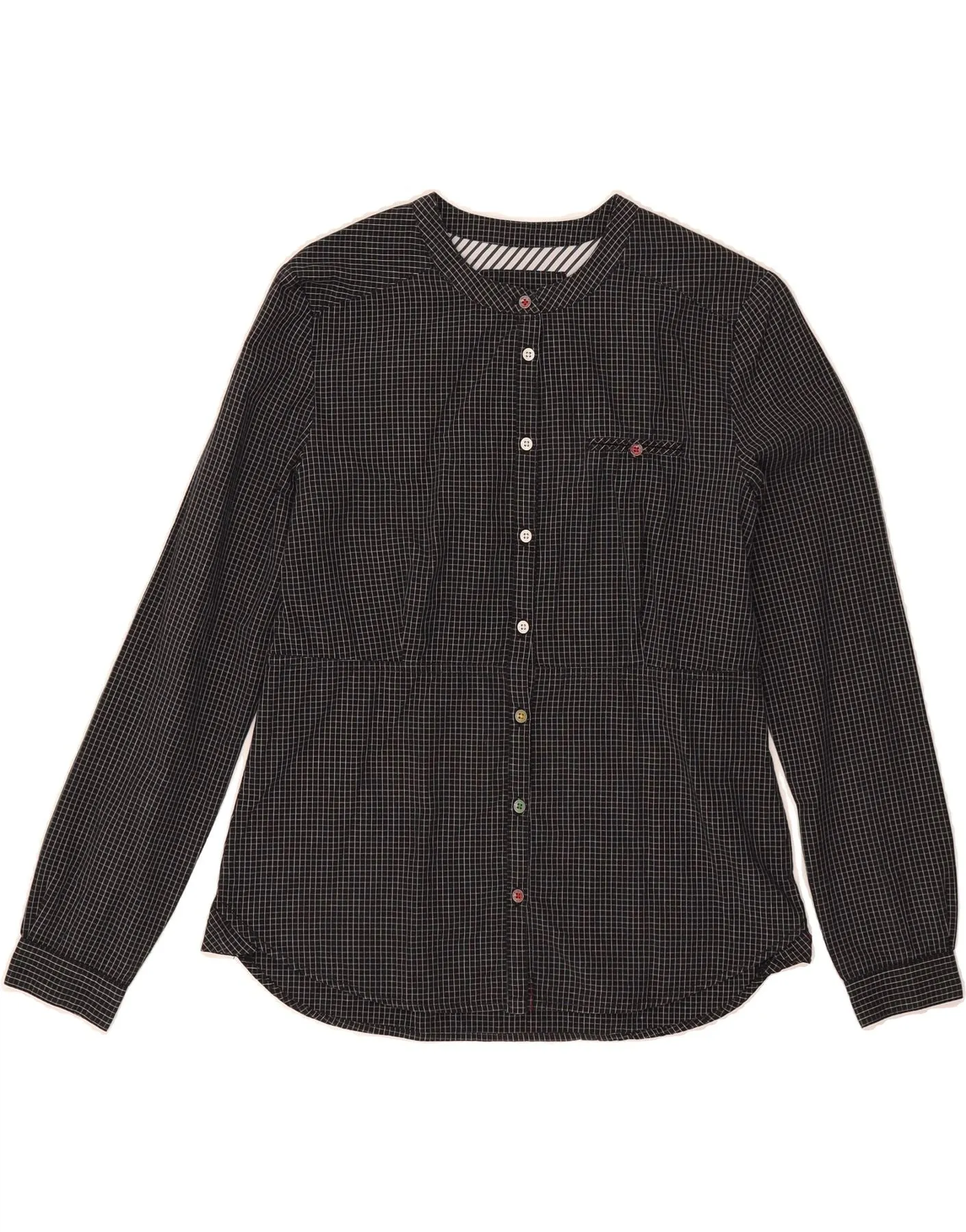 KHUJO Womens Shirt UK 14 Medium Black Check Hypoallergenic Lining Athletic Cut