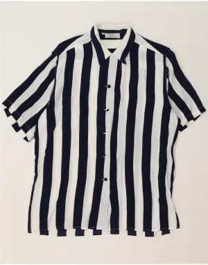 EMMANUEL SCHVILI Womens Shirt Blouse UK 18 XL Navy Blue Striped Gift Idea Country Charm