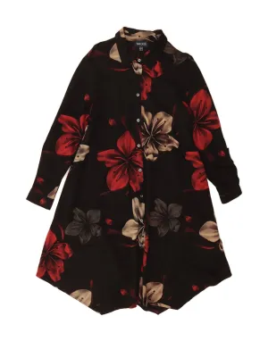 SALOOS Womens Shirt Dress UK 12 Medium  Black Floral Cotton Modern Fit