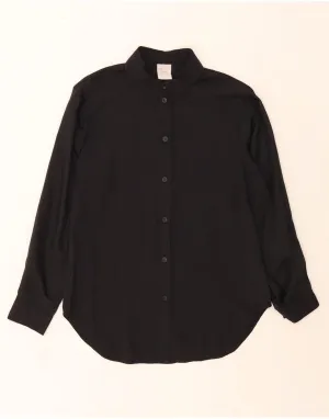 Unstructured Shoulder VINTAGE Womens Shirt UK 14 Large Black Viscose