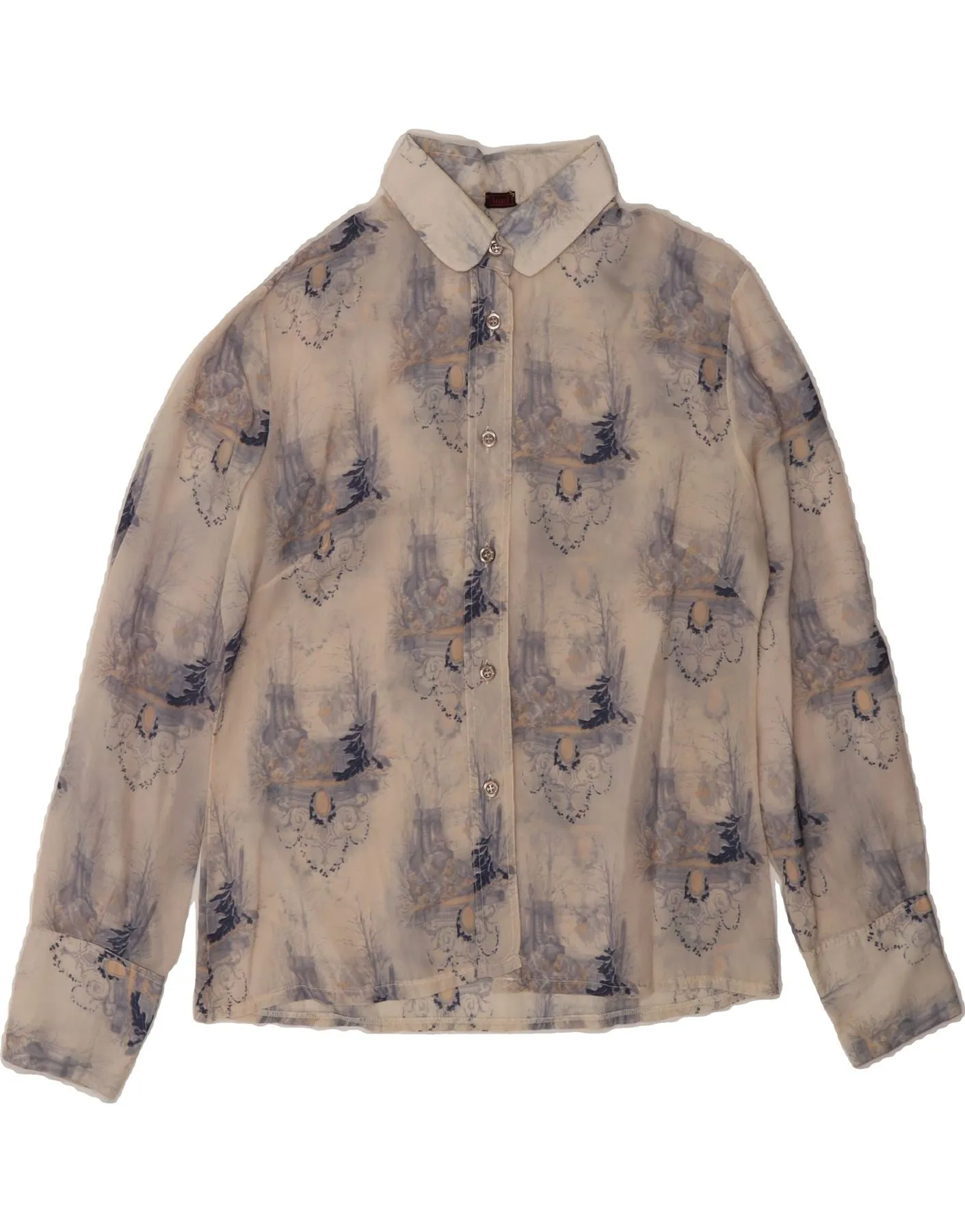 Outdoor Adventure VINTAGE Womens Shirt UK 12 Medium Beige Floral