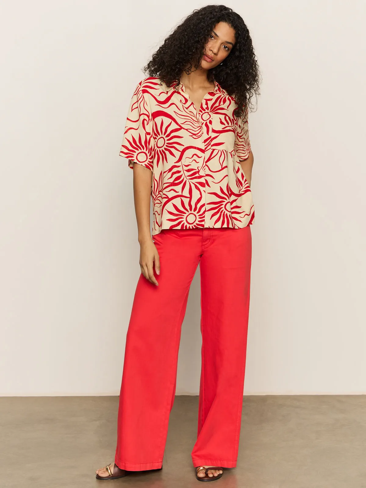 Highland Wide Leg Standard Rise Pant Cayenne Quick Dry Fabric