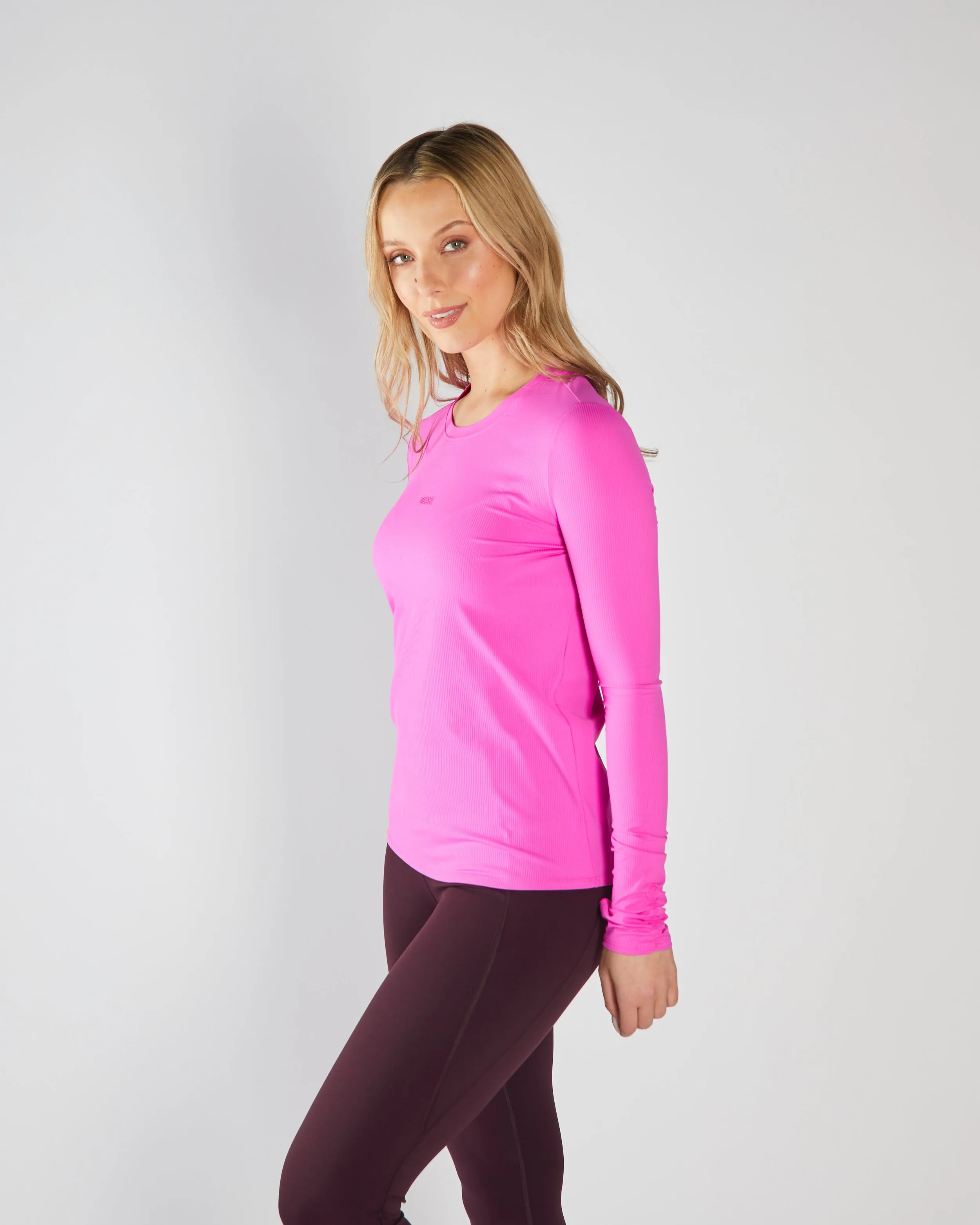 Classic Wearable Fashion Forward Lyra LS Top Neon Pink