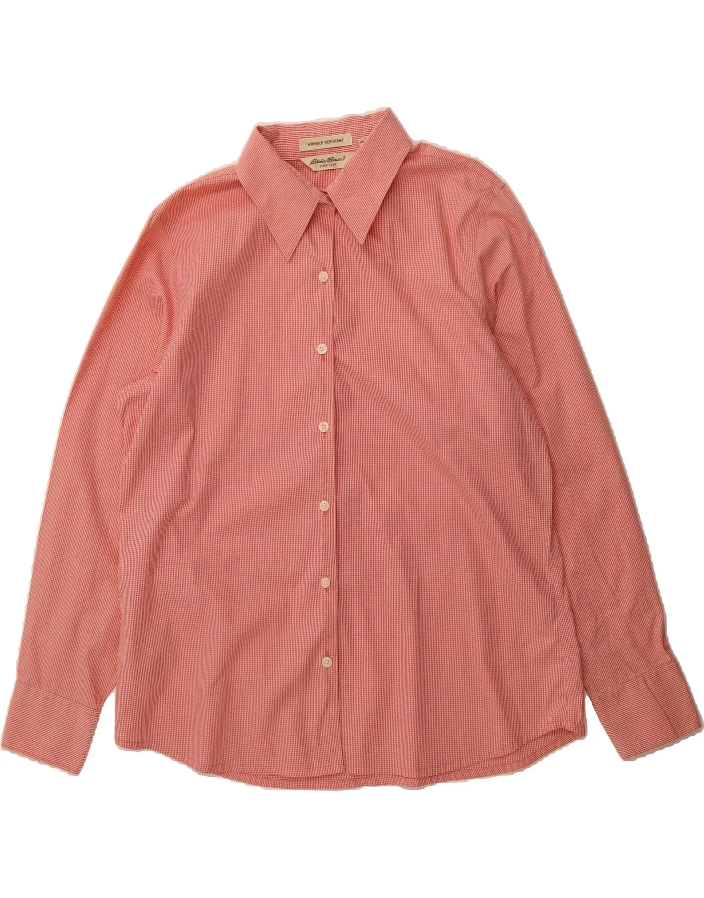 EDDIE BAUER Womens Shirt UK 14 Medium Red Houndstooth Customizable Option