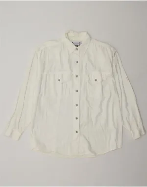 Lightweight Construction Multi Pocket Design VINTAGE Womens Shirt UK 12/14 Medium White Cotton