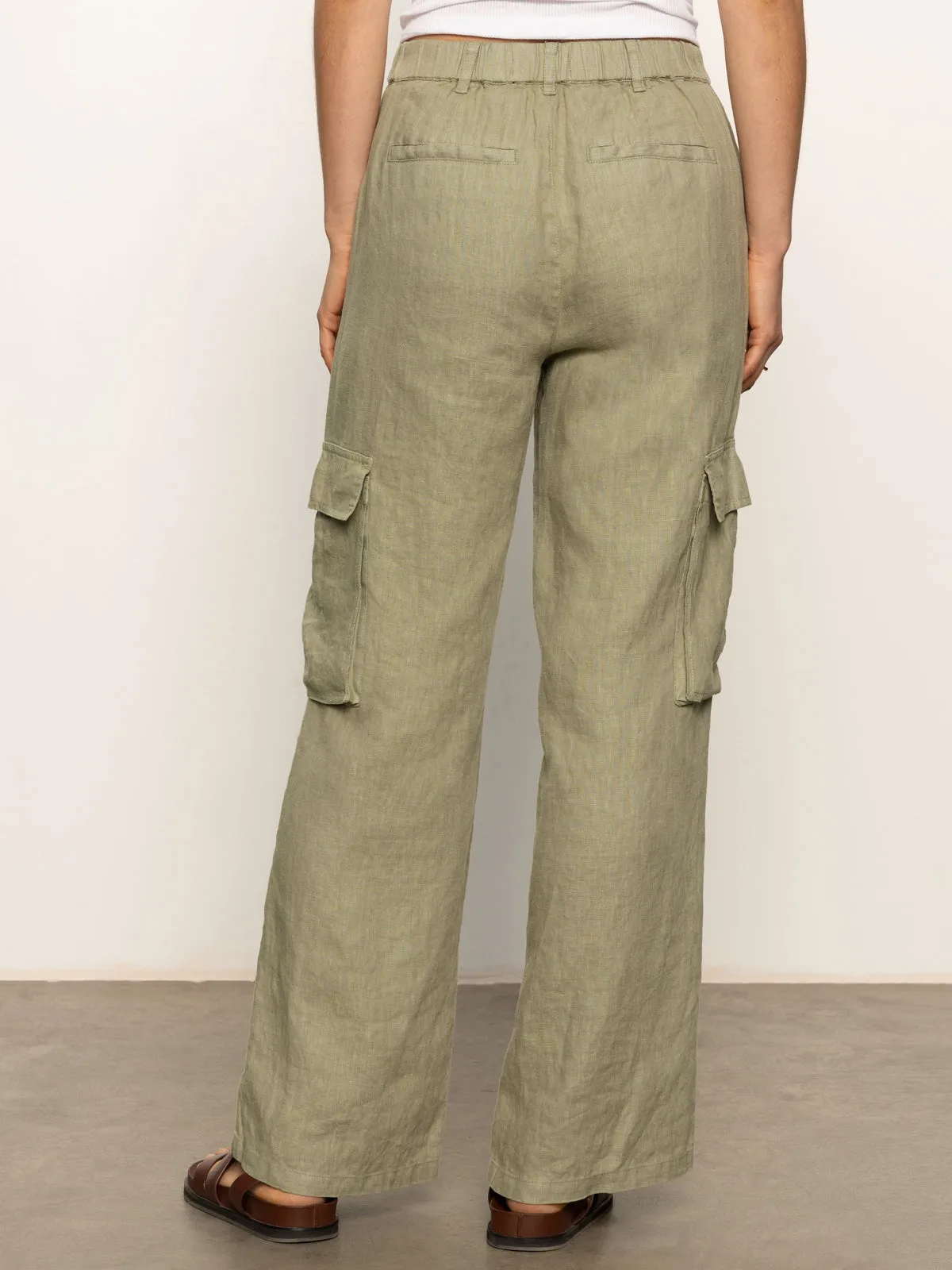 Stretchable Comfort HighRiseWaistband Hopper Semi High Rise Cargo Pant Sage