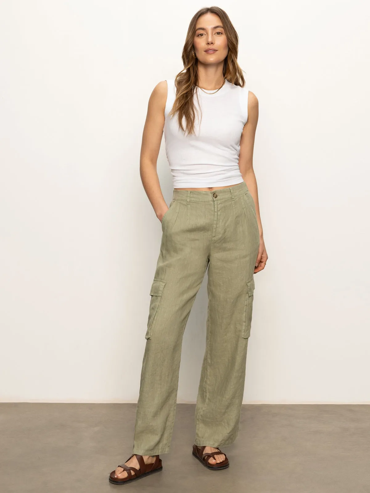Hopper Semi High Rise Cargo Pant Sage Easy Access