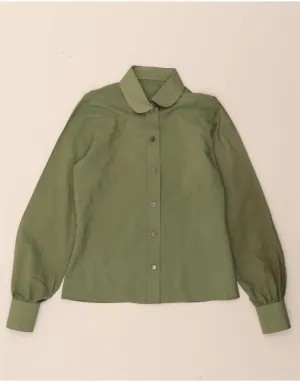 VINTAGE Womens Shirt Blouse UK 12 Medium Green Anti Pill Technology Eco-friendly
