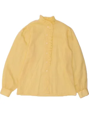 PRIMAVERA FIRENZE Womens Shirt Blouse UK 16 Large Yellow Striped Retro Vibe Tailored Cuffs
