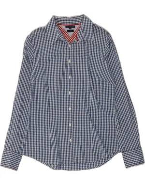 TOMMY HILFIGER Womens Shirt US 12 Large Blue Gingham Cotton Premium Finish