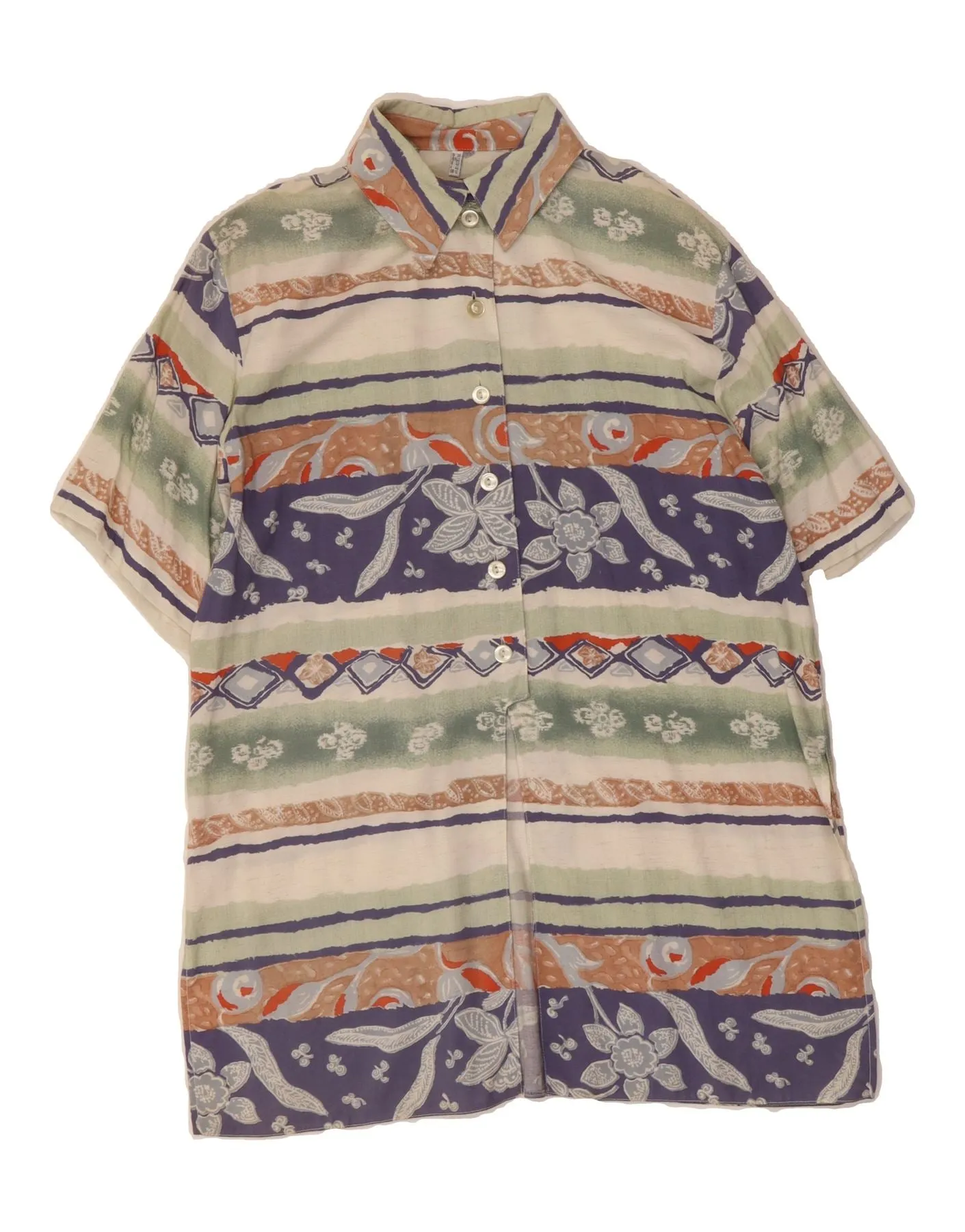 Stylish Appearance Unisex Design VINTAGE Womens Shirt Dress UK 12 Medium Multicoloured Floral Viscose