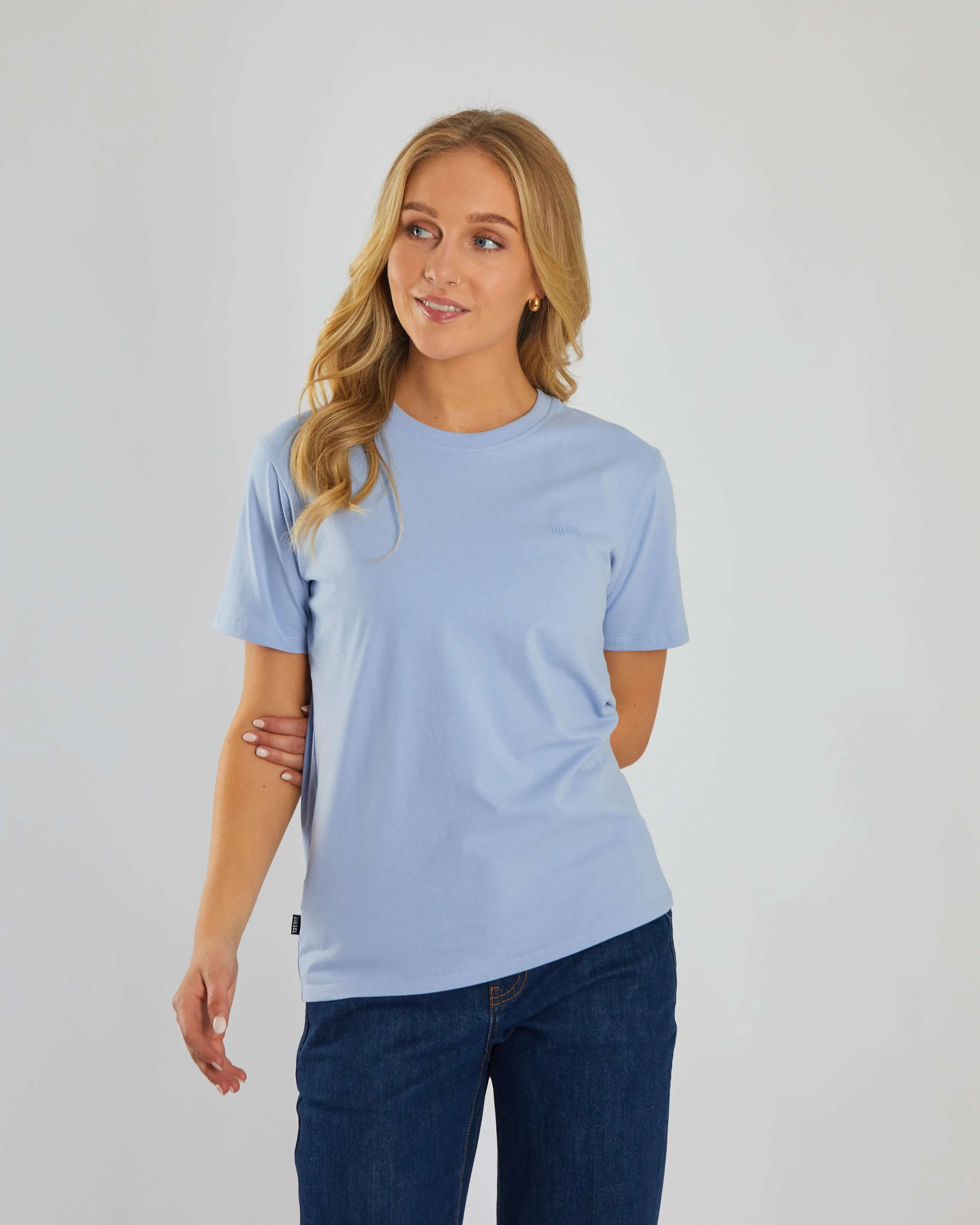 Timeless Design Jada Basic O Neck Dusky Blue