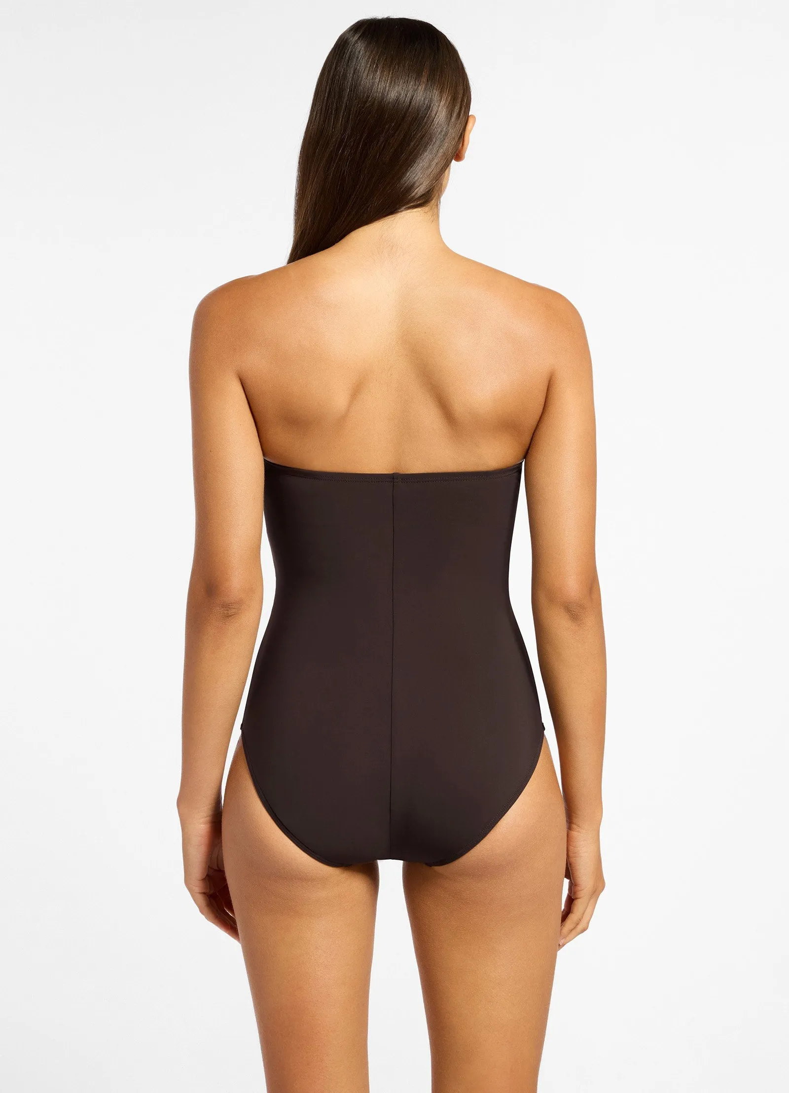 Flexible Cup Insert Coastal Charm Jetset Bandeau One Piece - Chocolate