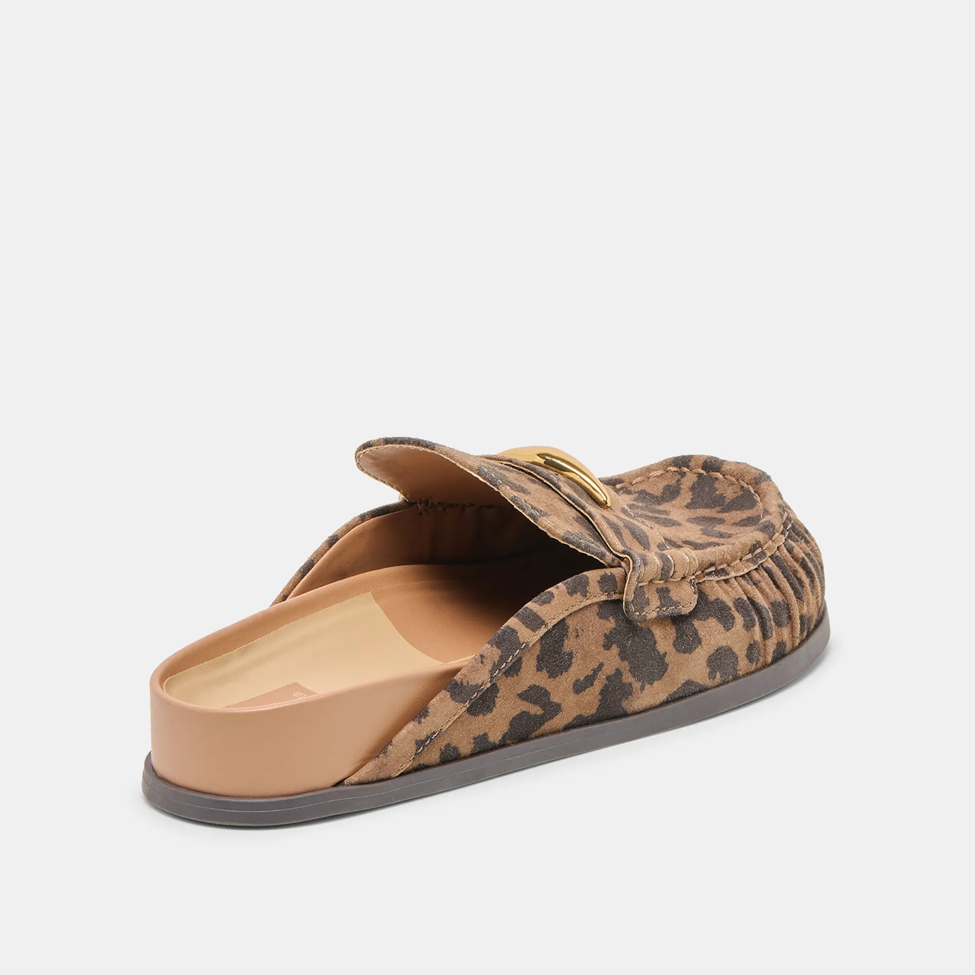 Tea Time Sun Glow JODERO FLATS BROWN LEOPARD PRINTED SUEDE