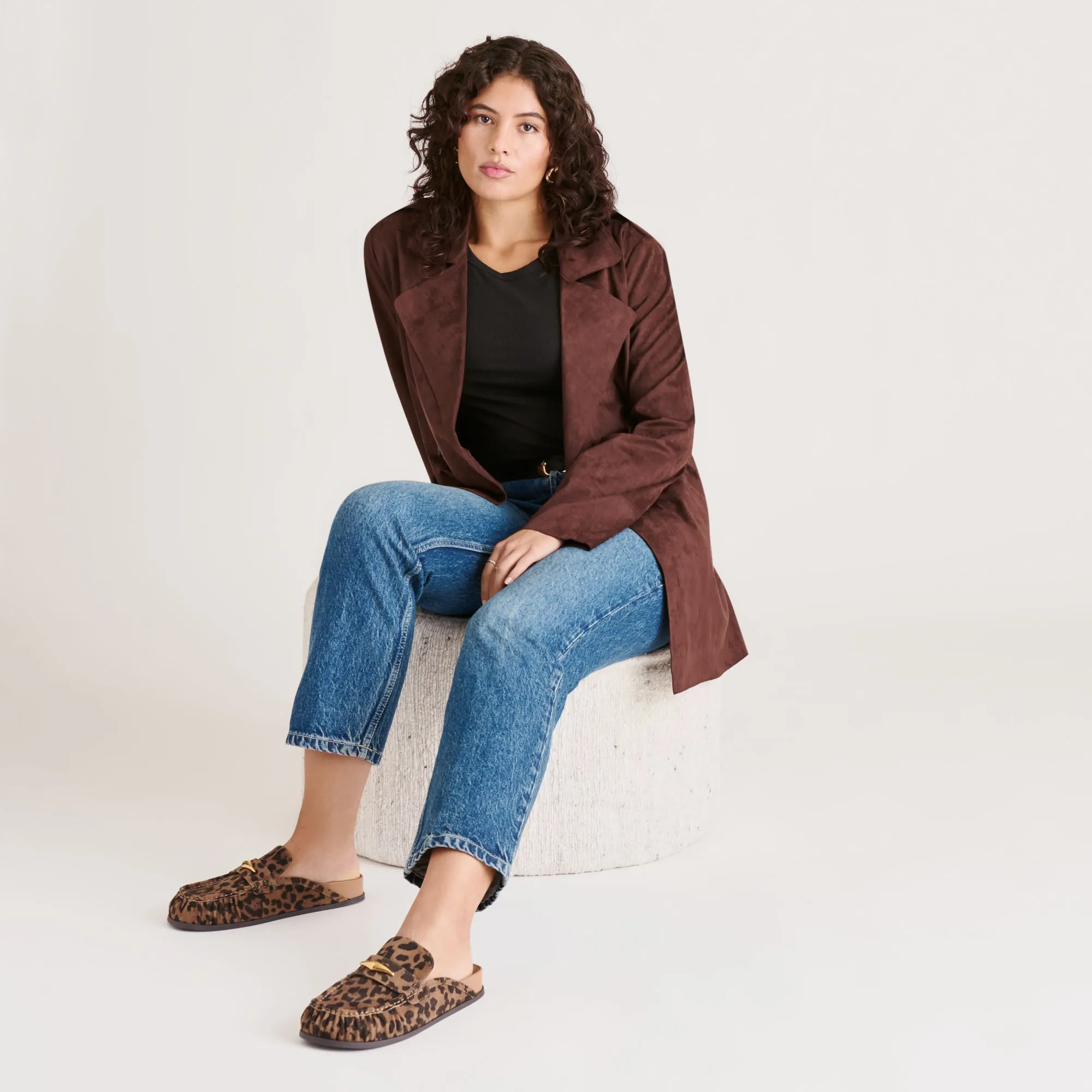 JODERO FLATS BROWN LEOPARD PRINTED SUEDE Low Top Comfort Cushion