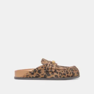 High Glow JODERO FLATS BROWN LEOPARD PRINTED SUEDE