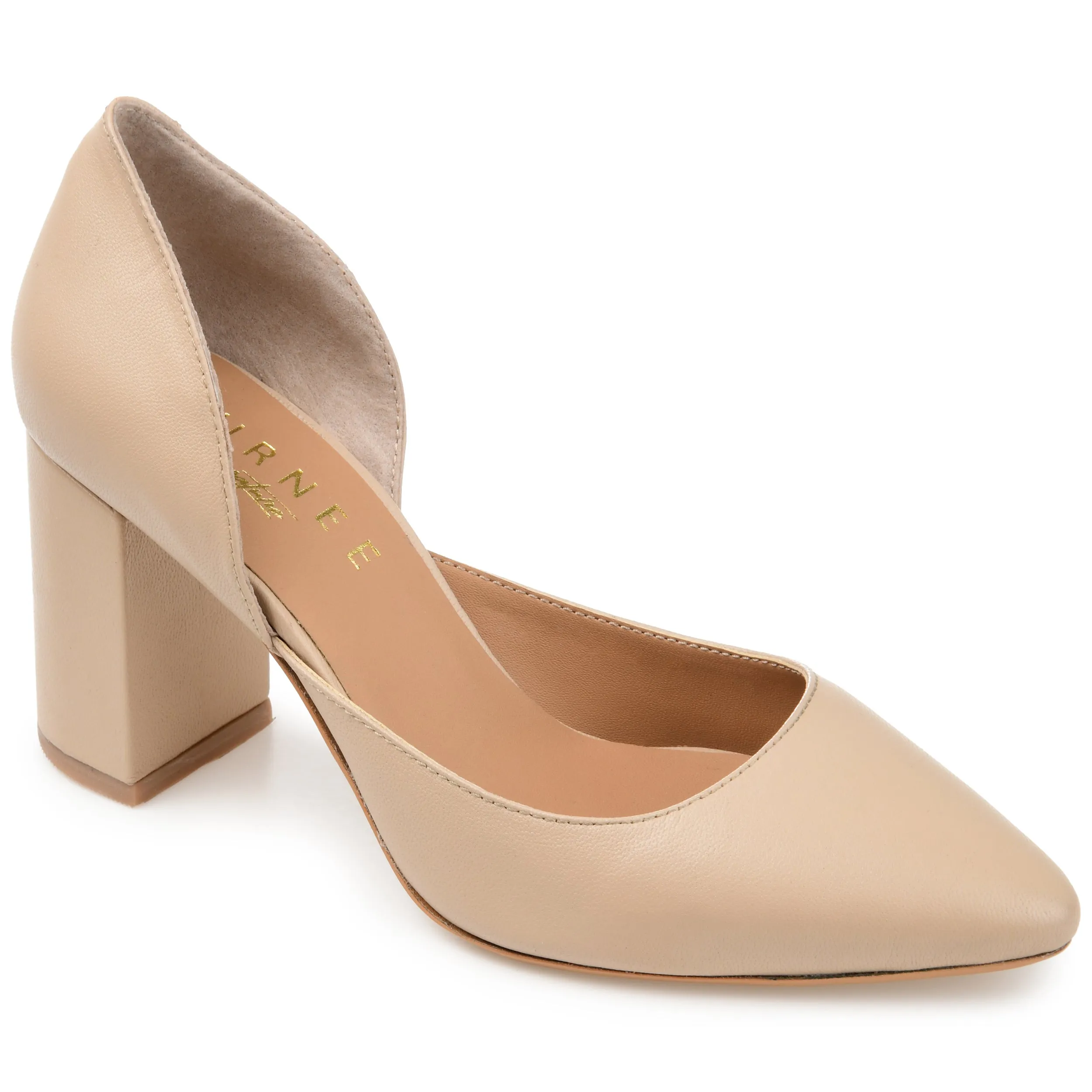 Journee Signature Women's Genuine Leather Jillian Pump Simple Accent