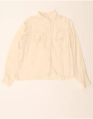 Anti Cling Fabric Hidden Button Placket VINTAGE Womens Shirt Blouse UK 18 XL Off White Silk