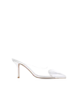 KARESS - SILVER CHROME-CLEAR Stacked Heel Casual Heels