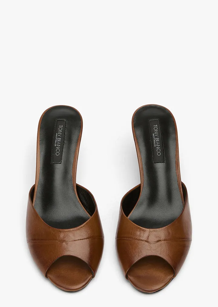 Kasey Cognac Vintage Comfortable Heeled Sandals