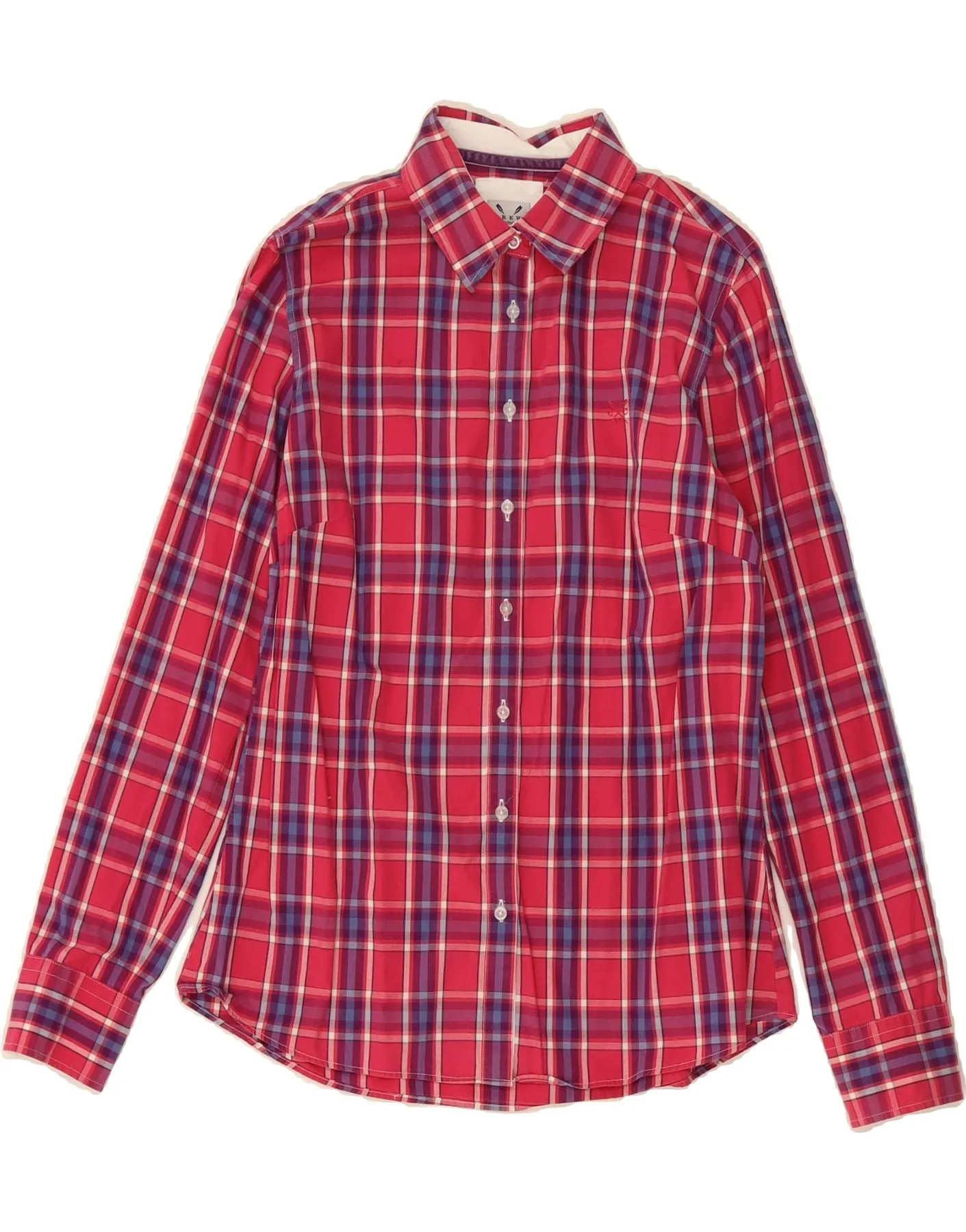 Breathable Lining Classic Collar CREW CLOTHING Womens Shirt UK 12 Medium  Pink Check Cotton