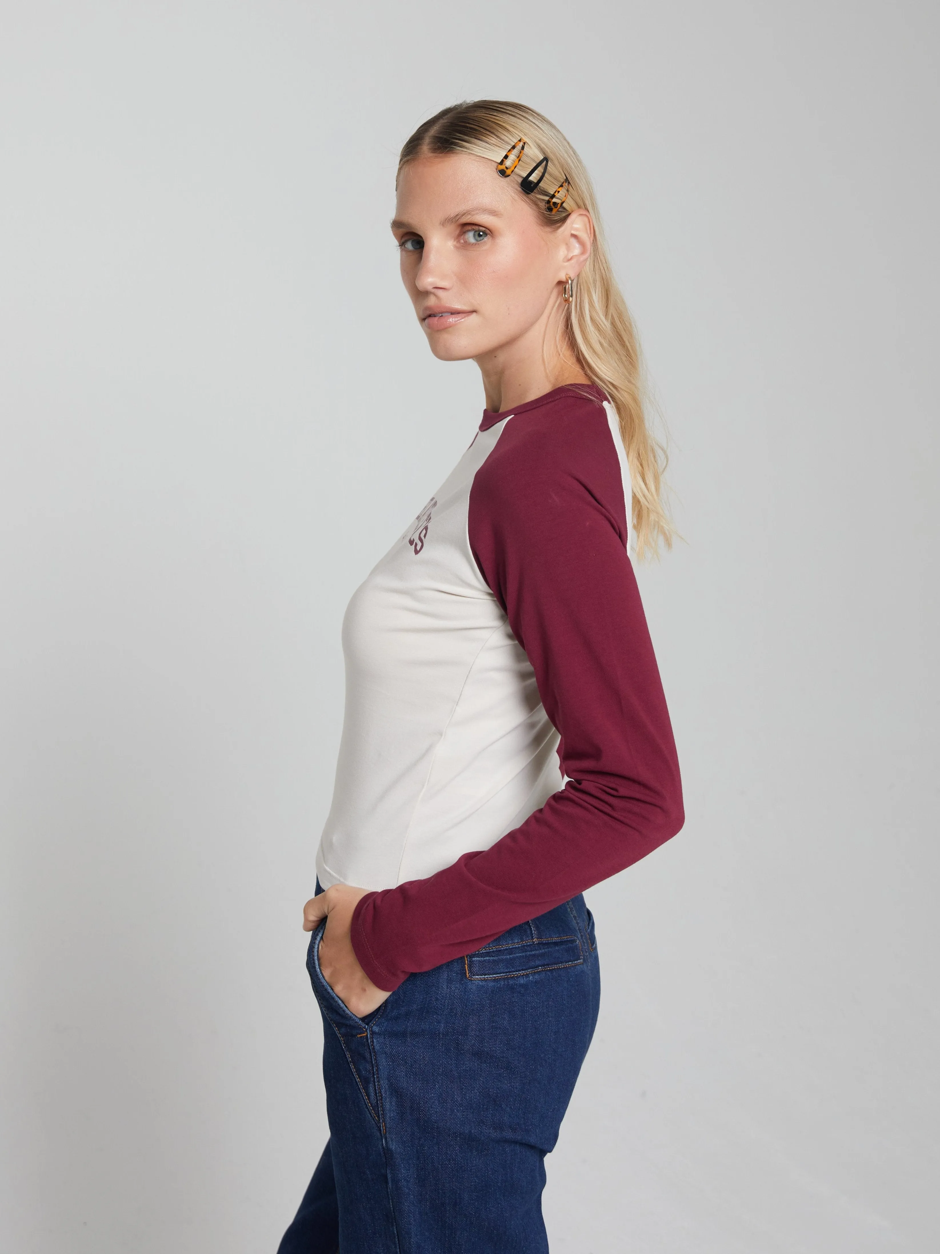 Kirsten Ls Tee Cranberry Red Relaxed Wear