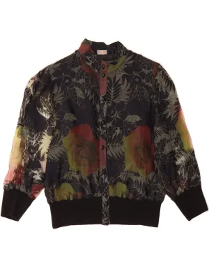 FELICIA Womens Shirt Blouse IT 42 Medium Black Floral Viscose Smooth Stitch Pattern