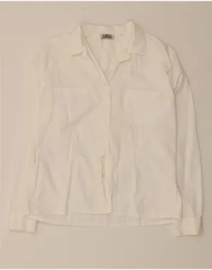 Matte Finish Resort Wear ALBA FORNARI Womens Shirt UK 14 Medium White Cotton