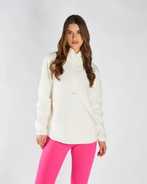 Eireen Fleece Zipper Soft Ivory Embroidered Logo
