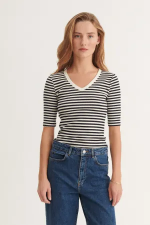 Soft Breathable Ludmilla V-Neck - Whisper White/Black