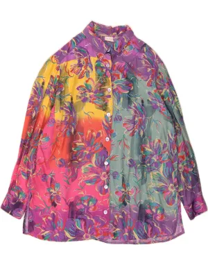 Date night VINTAGE Womens Shirt Blouse UK 18 XL Multicoloured Floral Viscose