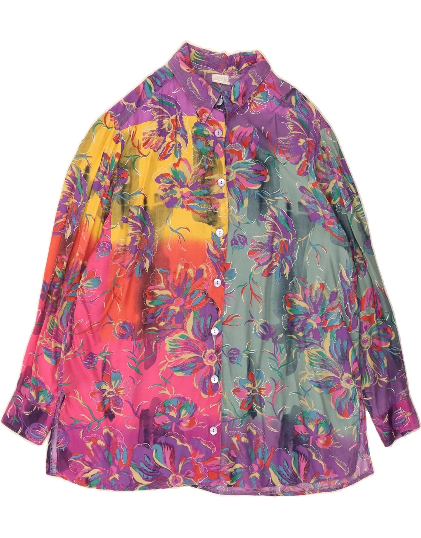 Date night VINTAGE Womens Shirt Blouse UK 18 XL Multicoloured Floral Viscose